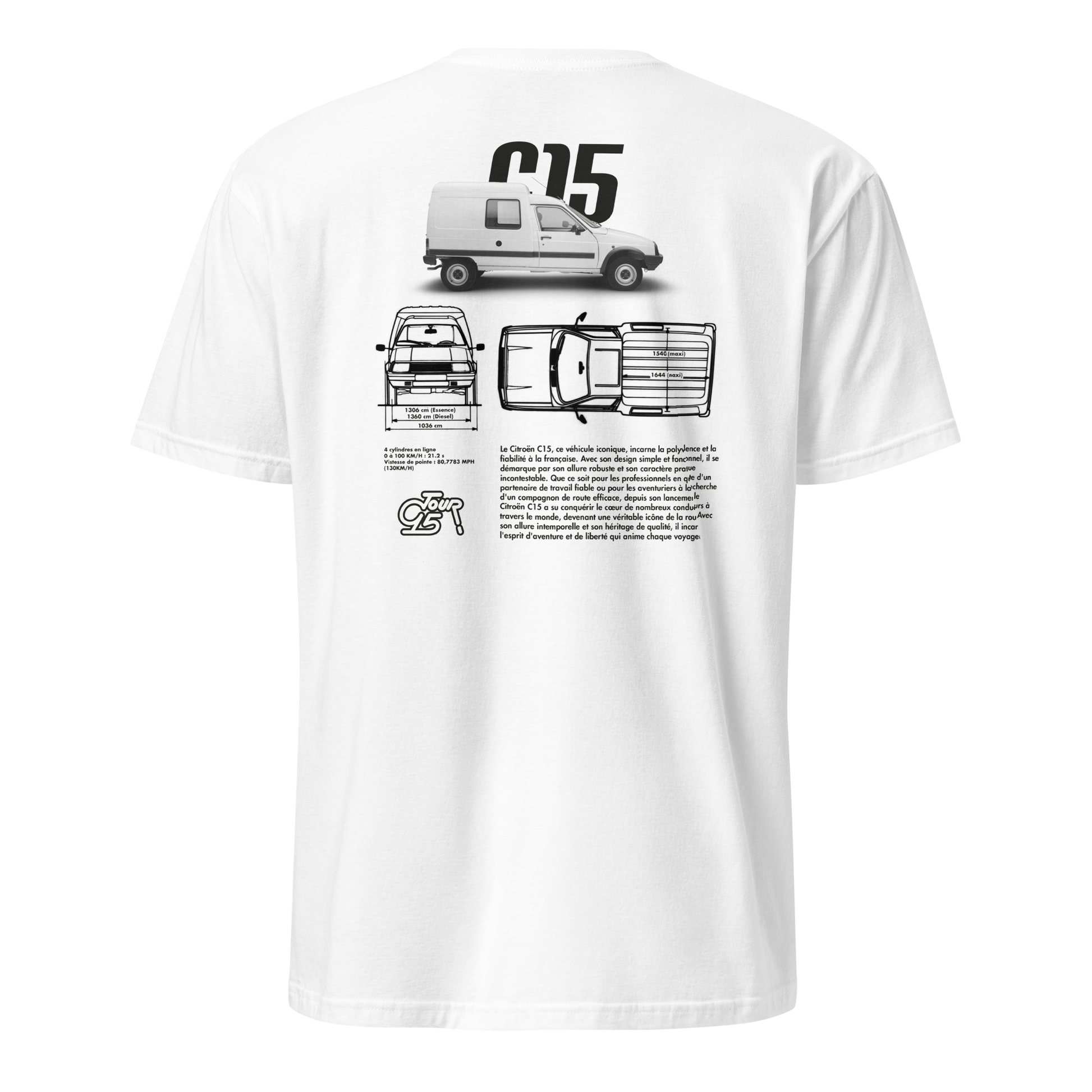 Gros plan du design C15 Technique (schéma mécanique). T-shirt de qualité professionnelle pour un cadeau thématique.