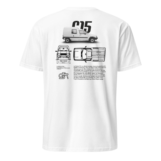 Gros plan du design C15 Technique (schéma mécanique). T-shirt de qualité professionnelle pour un cadeau thématique.