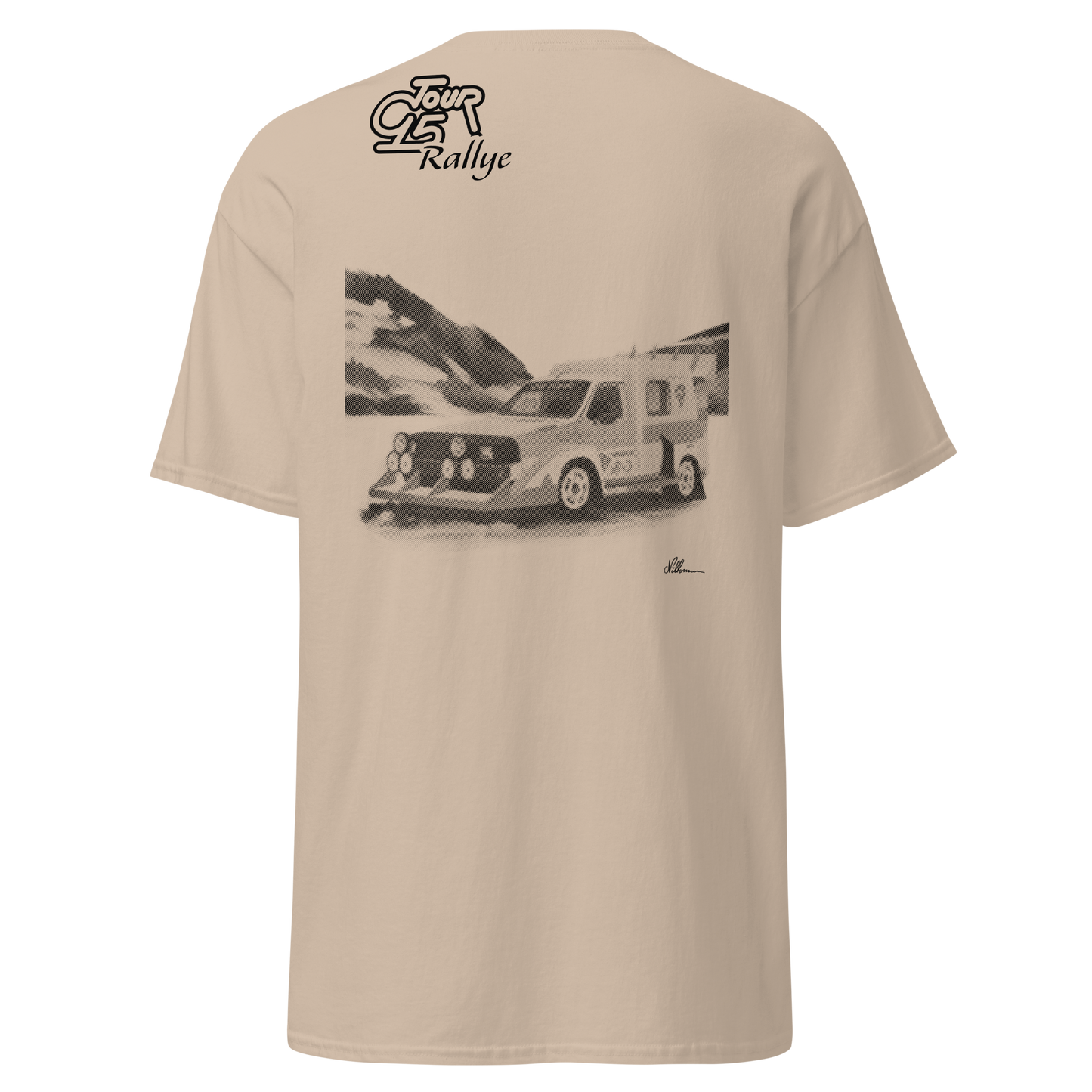 Gros plan du design artistique C15 Rallye. L'un des meilleurs T-shirts C15 pour un cadeau unique de la part de notre association.